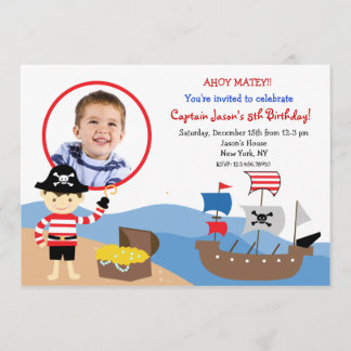 PIrate Custom Photo Birthday Party Invitations