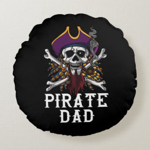 Pirate Dad Skull Sailor Crossbones Fathers Round Cushion