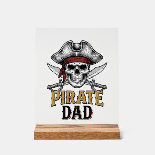 Pirate Dad Skull Sword Vintage Engraving Shirt_1 Acrylic Sign