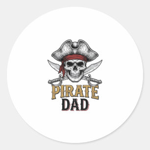 Pirate Dad Skull Sword Vintage Engraving Shirt_1 Classic Round Sticker