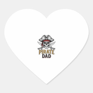 Pirate Dad Skull Sword Vintage Engraving Shirt_1 Heart Sticker