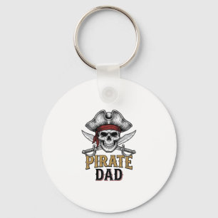 Pirate Dad Skull Sword Vintage Engraving Shirt_1 Key Ring