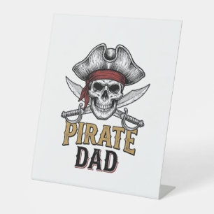 Pirate Dad Skull Sword Vintage Engraving Shirt_1 Pedestal Sign