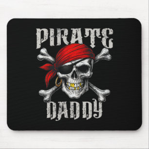Pirate Daddy Jolly Roger Flag And Skull Crossbones Mouse Pad