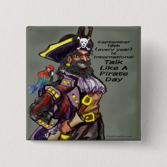 Pirate Day 15 Cm Square Badge (Front)