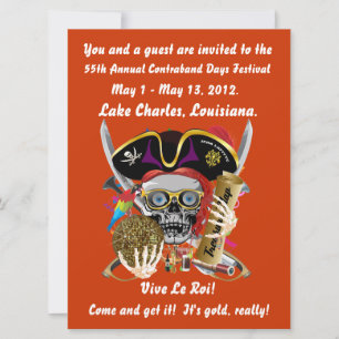 Pirate Days Lake Charles, Louisiana. 30 Colours Invitation