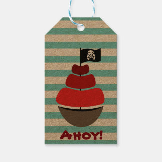 Pirate design with striped background gift tags