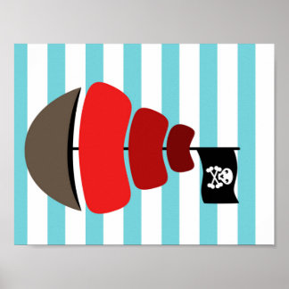 Pirate design with striped background poster