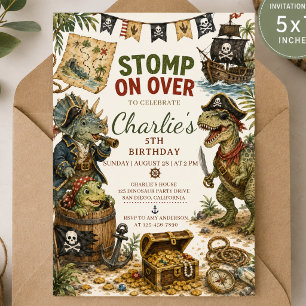 Pirate Dinosaur Birthday Invitation
