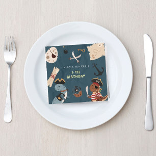 Pirate Dinosaur Party Animals Kids Birthday Napkin