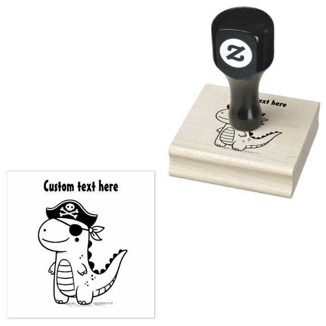 Pirate Dinosaur Rubber Stamp (Stamped)