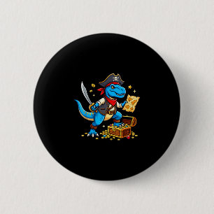 Pirate dinosaur t rex boys girls kids funny 6 cm round badge