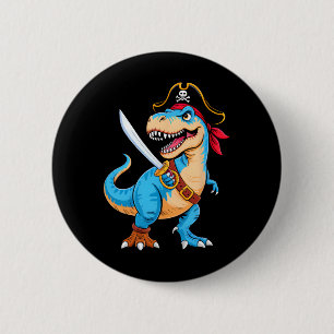 Pirate Dinosaur T Rex Boys Kids Funny Halloween Co 6 Cm Round Badge