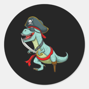 Pirate Dinosaur T Rex Fun Tyrannosaurus Halloween  Classic Round Sticker