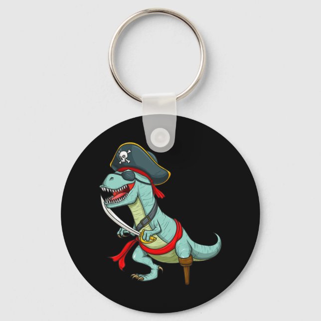 Pirate Dinosaur T Rex Fun Tyrannosaurus Halloween  Key Ring (Front)