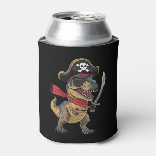Pirate Dinosaur T-Rex Funny Halloween Costume Can Cooler