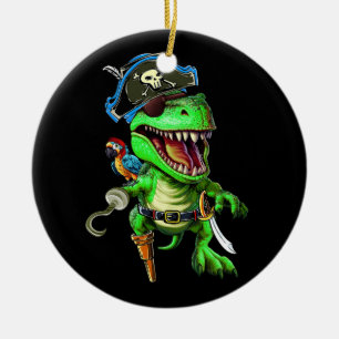Pirate Dinosaur T Rex Funny Tyrannosaurus Hallowee Ceramic Ornament
