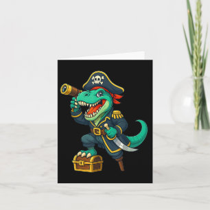Pirate Dinosaur T Rex Red Bandanna Funny Halloween Card