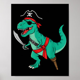 Pirate Dinosaur Toddler Boy Funny Kids Halloween Poster
