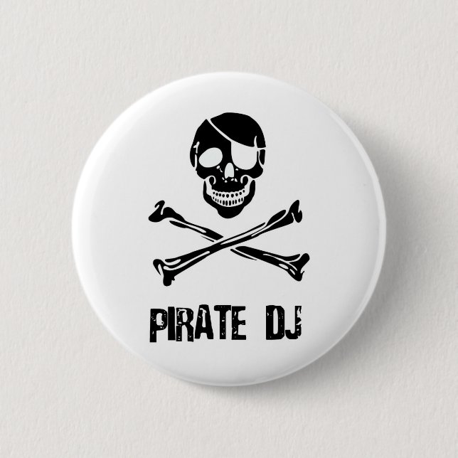 Pirate DJ 6 Cm Round Badge (Front)