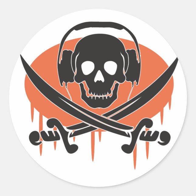 Pirate DJ Classic Round Sticker (Front)