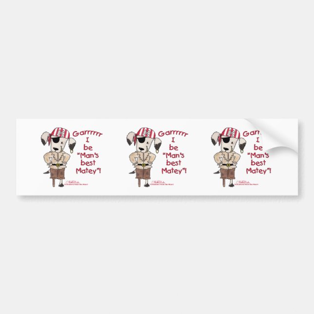 Pirate Dog "Mans Best Matey!" Bumper Sticker (Front)