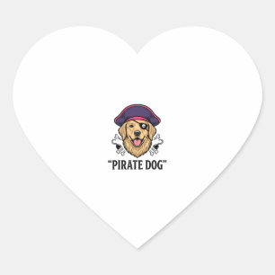 Pirate Dog Vintage Engraving Shirt Design_1 Heart Sticker