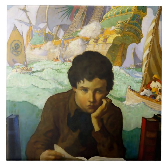 “Pirate Dreams” by NC Wyeth Ceramic Tile (Front)
