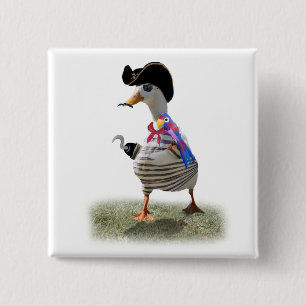 Pirate Duck 15 Cm Square Badge