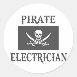 Pirate Electrician Classic Round Sticker