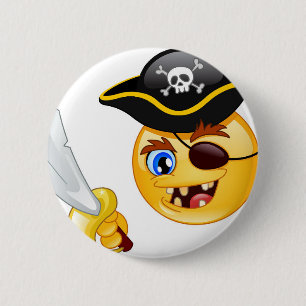 pirate emoji 6 cm round badge