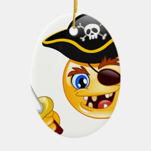 pirate emoji ceramic ornament