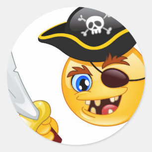 pirate emoji classic round sticker