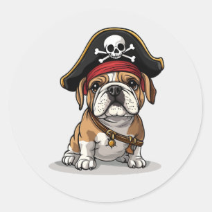Pirate English Bulldog Skull Crossbones Classic Round Sticker