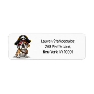 Pirate English Bulldog Skull Crossbones Return Address Label