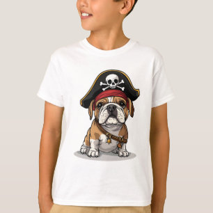 Pirate English Bulldog Skull Crossbones T-Shirt