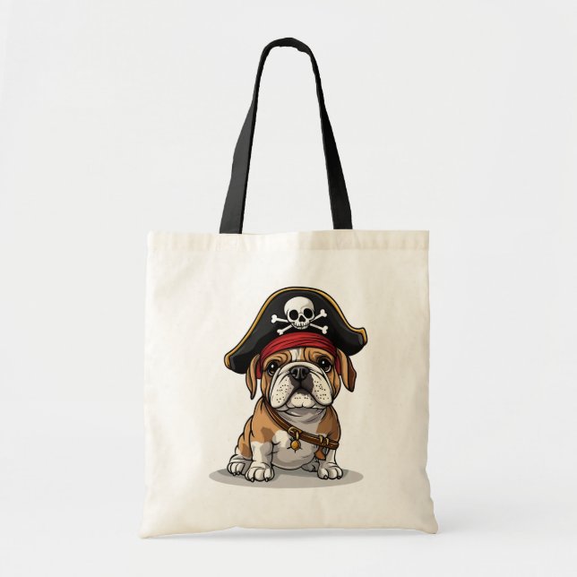 Pirate English Bulldog Skull Crossbones Tote Bag (Front)
