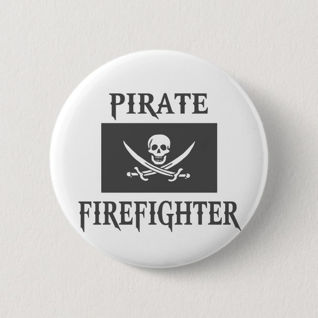 Pirate Firefighter 6 Cm Round Badge (Front)