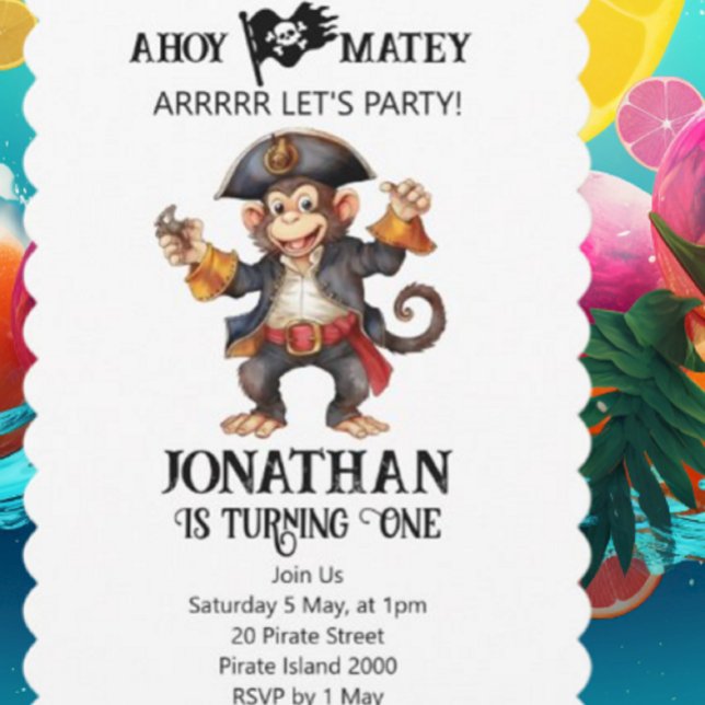 Pirate First Birthday Invitation (Party Pirates  Is The Destination For Every Celebration And Every Moment.)