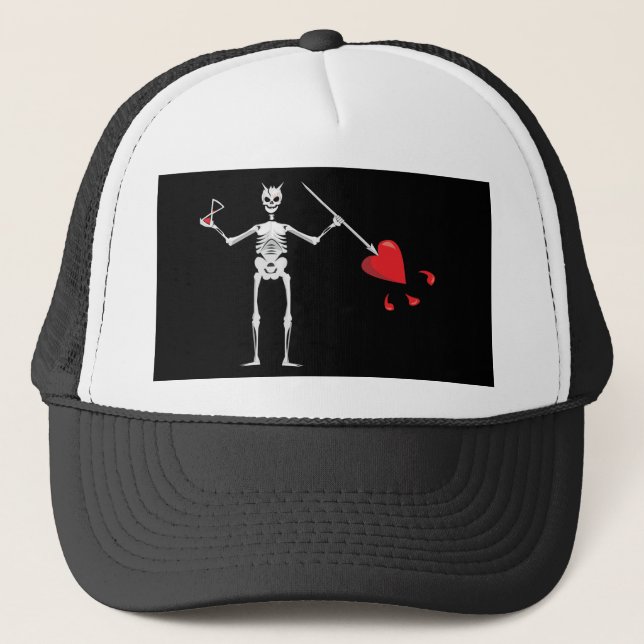 PIRATE FLAG BLACKBEARD TRUCKER HAT (Front)