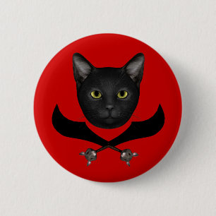 Pirate Flag Cat 6 Cm Round Badge