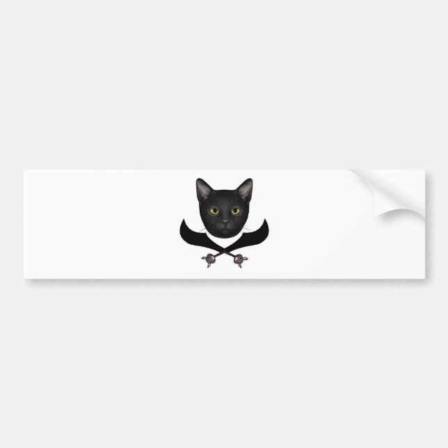 Pirate Flag Cat Bumper Sticker (Front)
