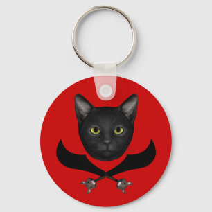 Pirate Flag Cat Key Ring