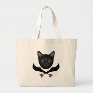 Pirate Flag Cat Large Tote Bag