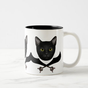 Pirate Flag Cat Two-Tone Coffee Mug