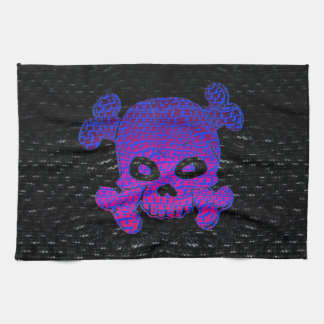 Pirate Flag Custom Purple Fade Blue bkg Tea Towel
