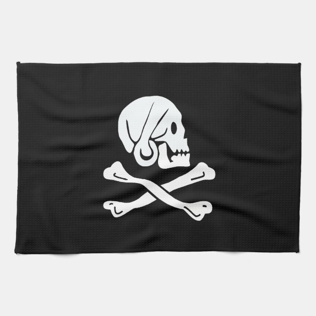Pirate Flag - Jolly Roger Tea Towel (Horizontal)