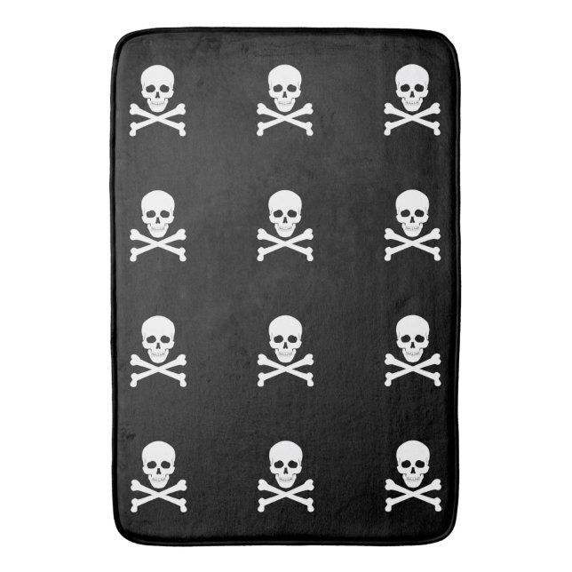 Pirate Flag Skull and Crossbones Jolly Roger Bath Mat (Front Vertical)