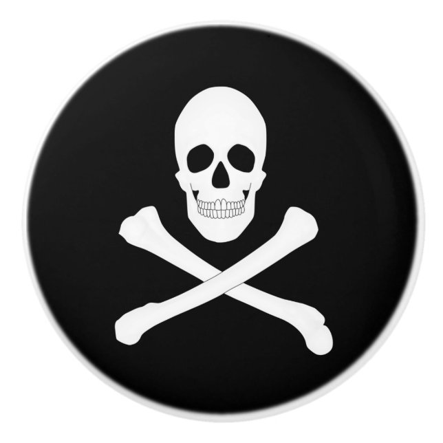 Pirate Flag (Skull and Crossbones) (Jolly Roger) Ceramic Knob (Front)