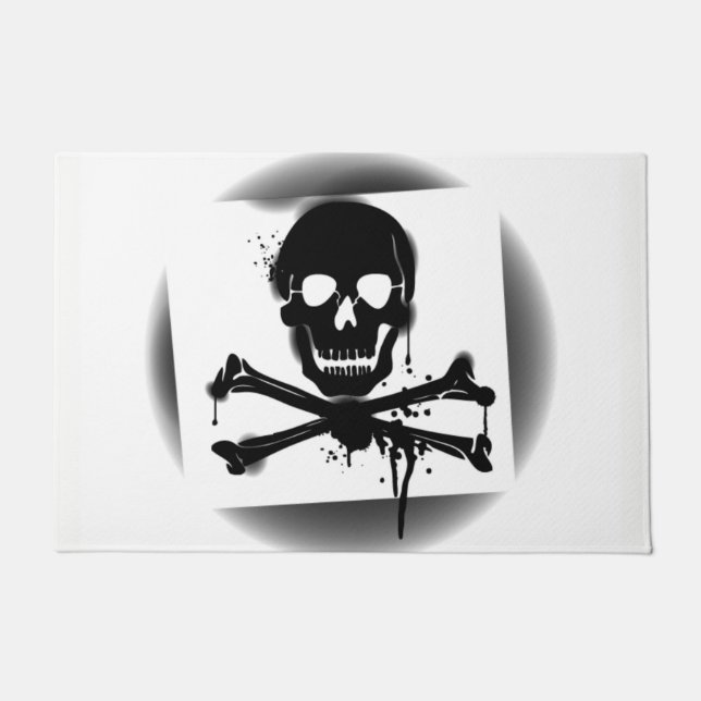 Pirate Flag Skull and Crossbones Jolly Roger Doormat (Front)